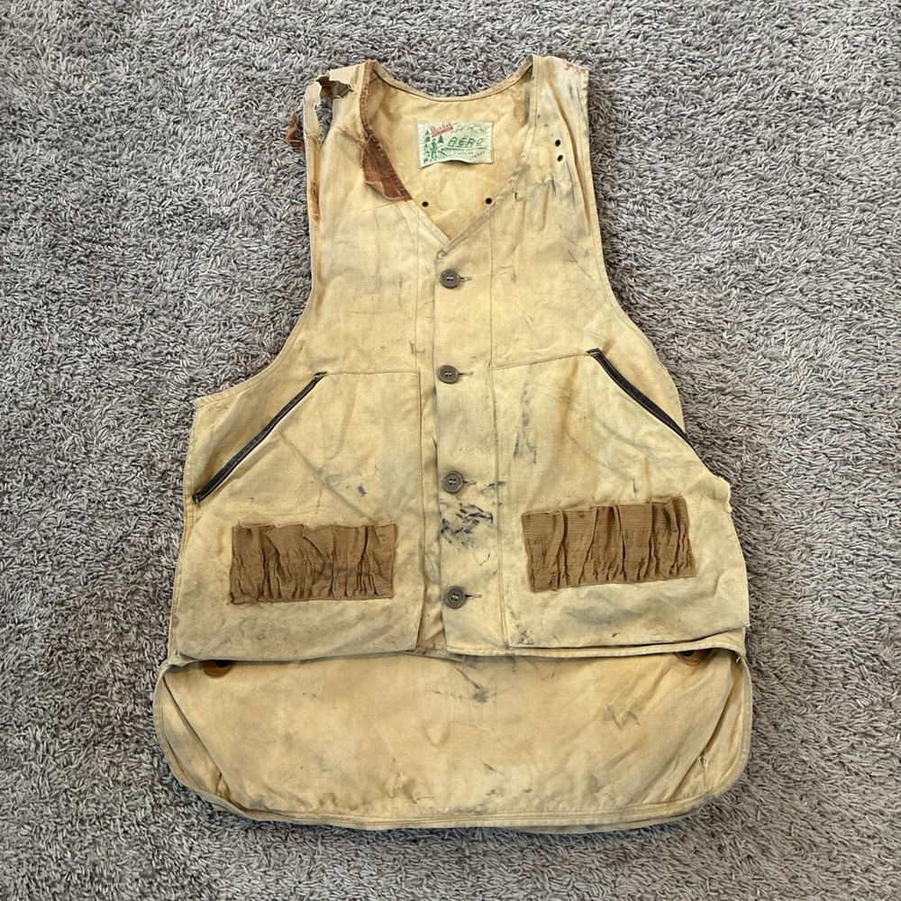Vintage Utica Duxbak,  Brown Hunting Vest, Canvas Bird Bag, 1930/40's